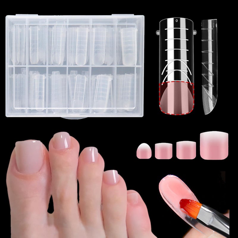 ASONRL Toe Dual Nail Forms for Poly Gel  Builder Gel Toenail Extension  120Pcs Reusable Full Cover Square Toenails Molds with 12 Sizes  Professional Pedicure Nail Tips for Salon  DIY at Home